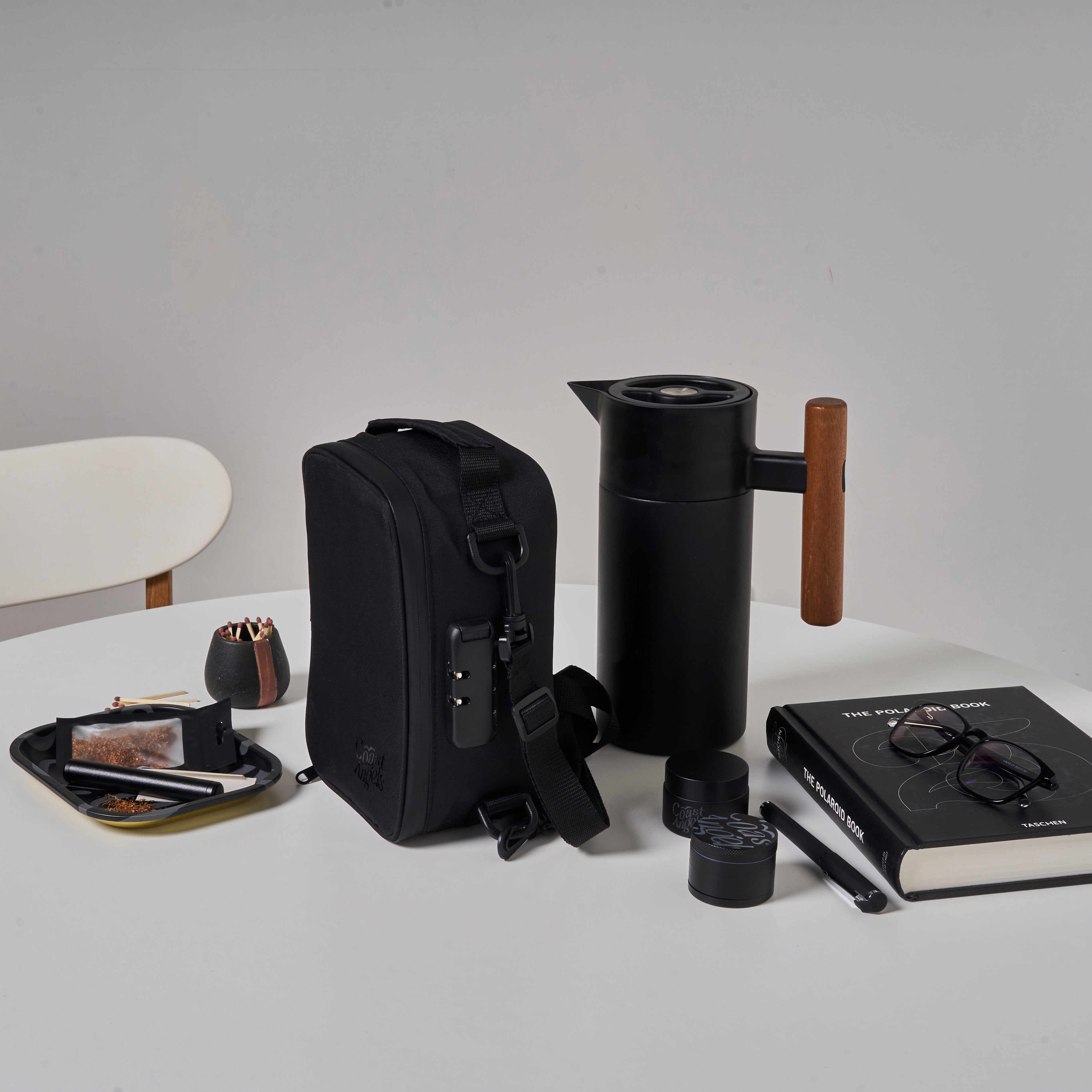 Complete Coast Angels Hackney Kit lineup on a white table, displaying each component in a sleek and organized arrangement.